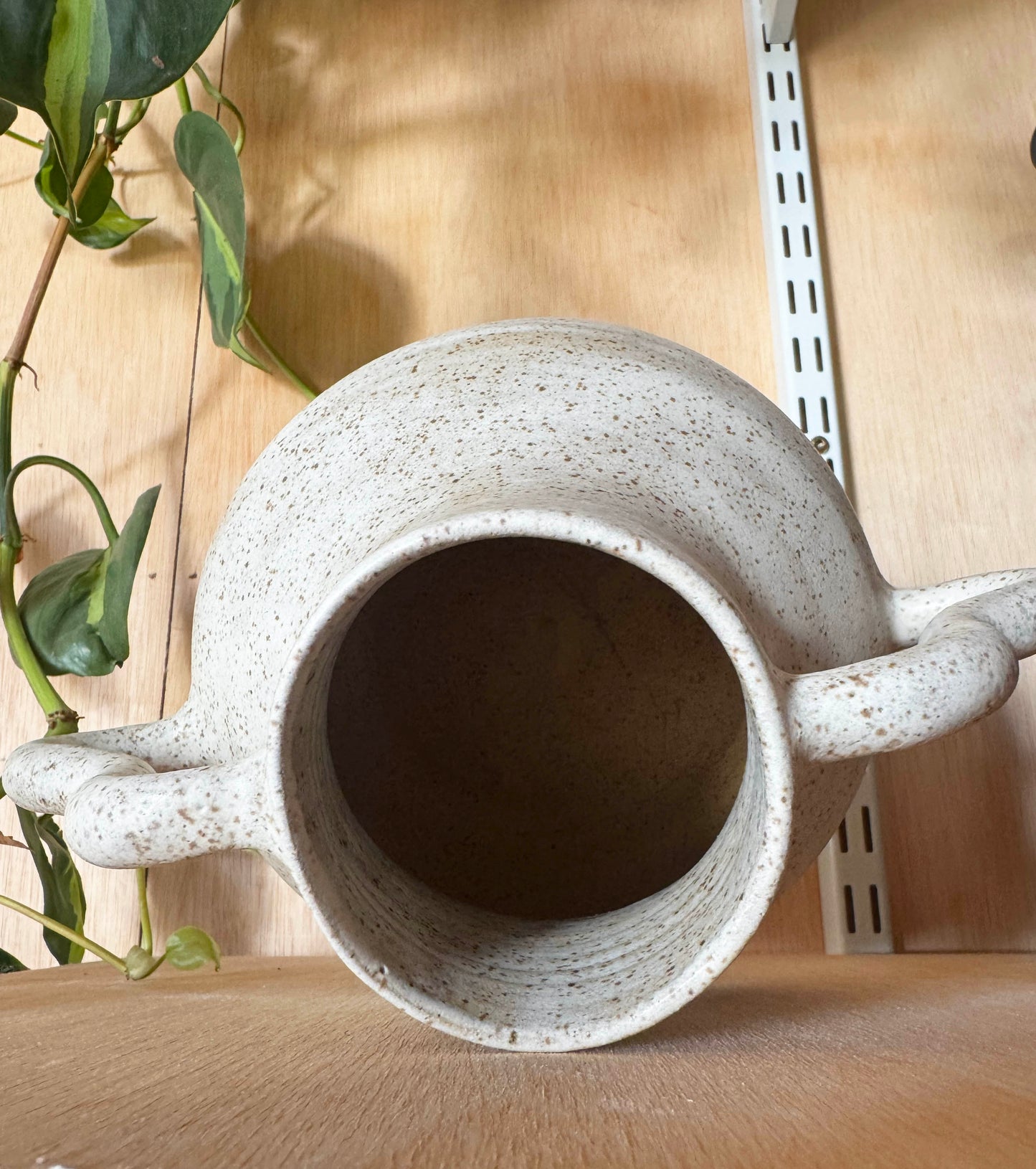 Speckled Cream Double Handle Vase