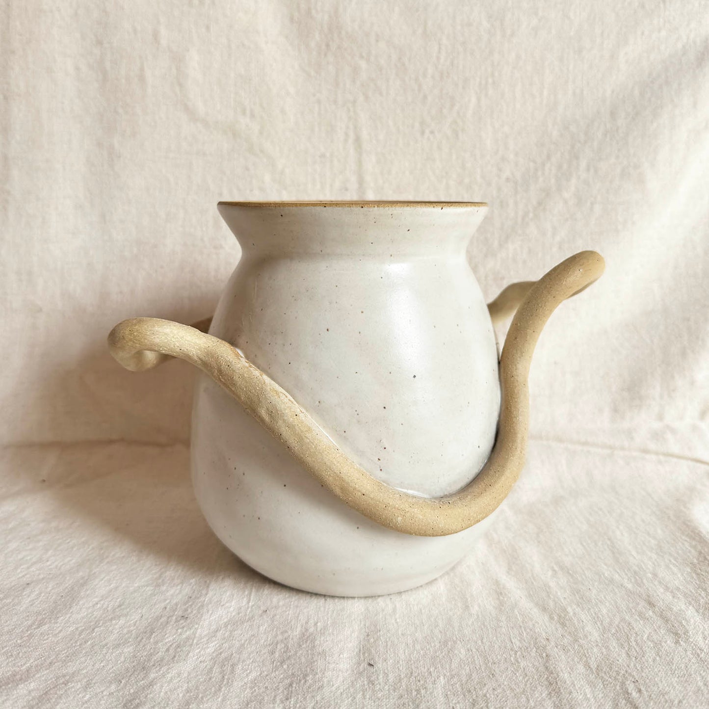 Wraparound Handle Vase with Purple Interior