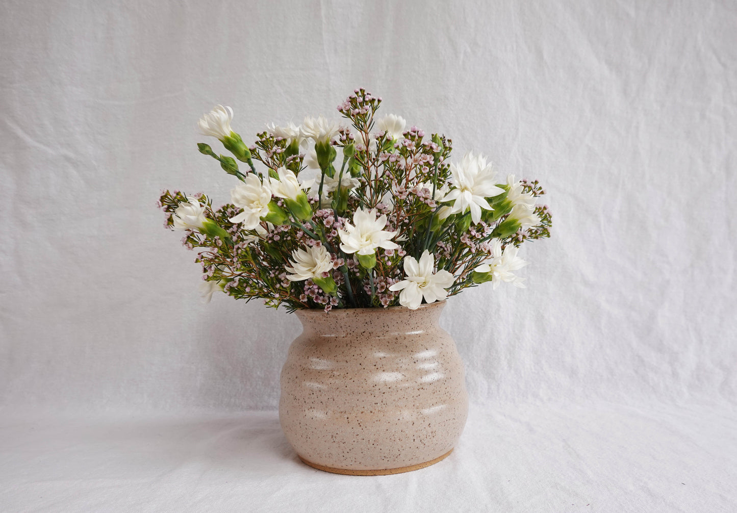Rippled Speckled Vase / Utensil Crock