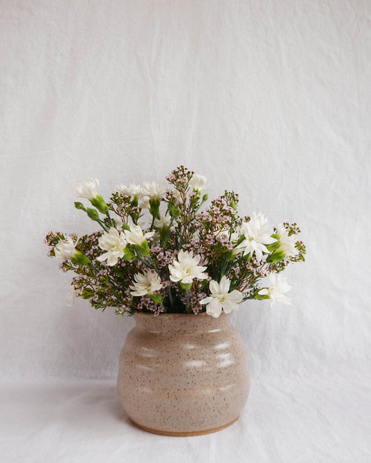 Rippled Speckled Vase / Utensil Crock
