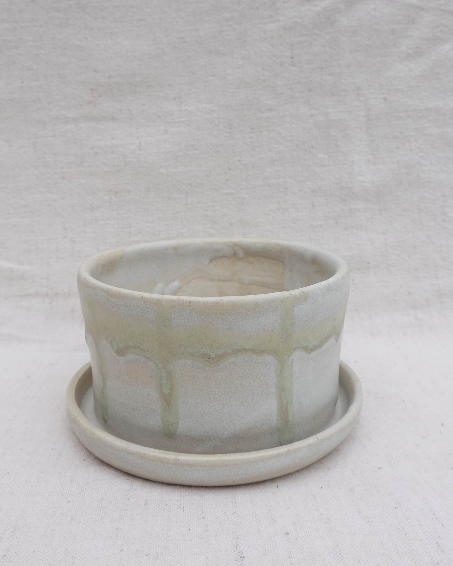 Green Stripes Planter with Saucer