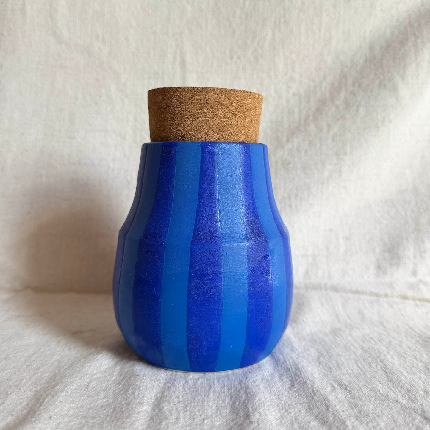 Blue Striped Vase / Jar