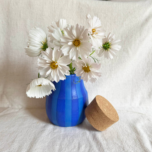 Blue Striped Vase / Jar