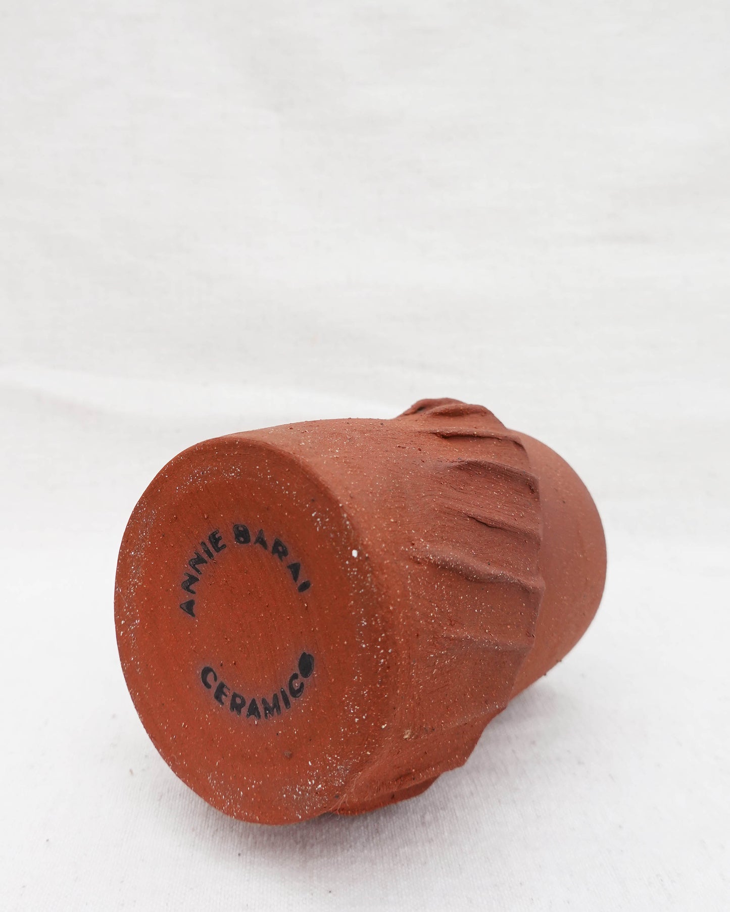 Scalloped Raw Red Clay Vase