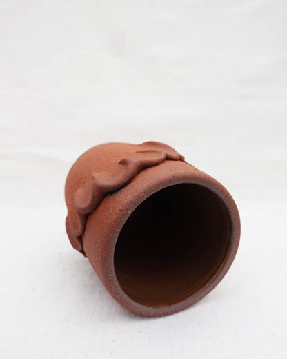 Scalloped Raw Red Clay Vase