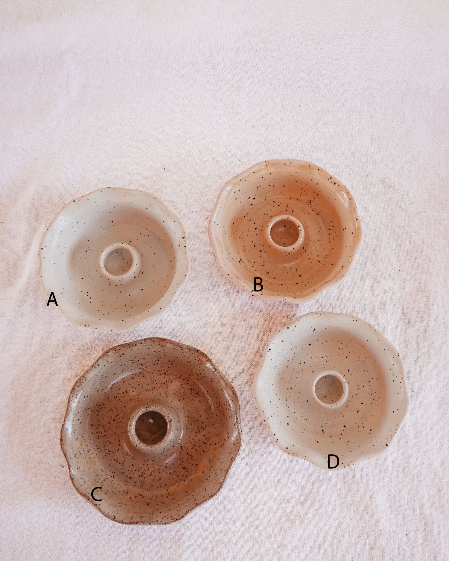 Ruffle Ceramic Taper Candle Holder (D)