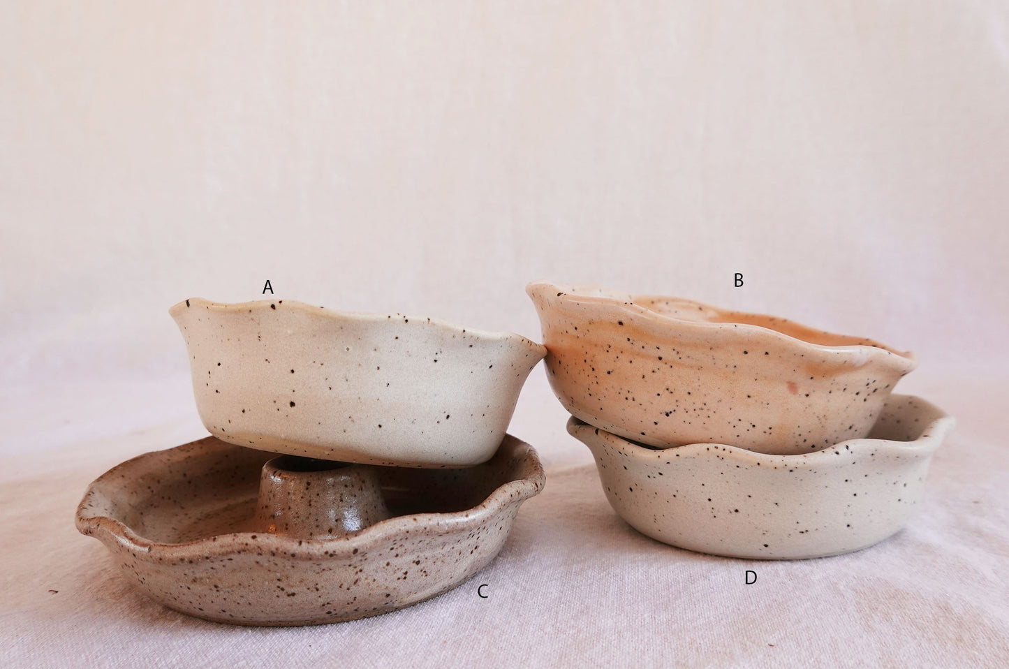 Ruffle Ceramic Taper Candle Holder (D)