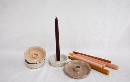 Ruffle Ceramic Taper Candle Holder (D)