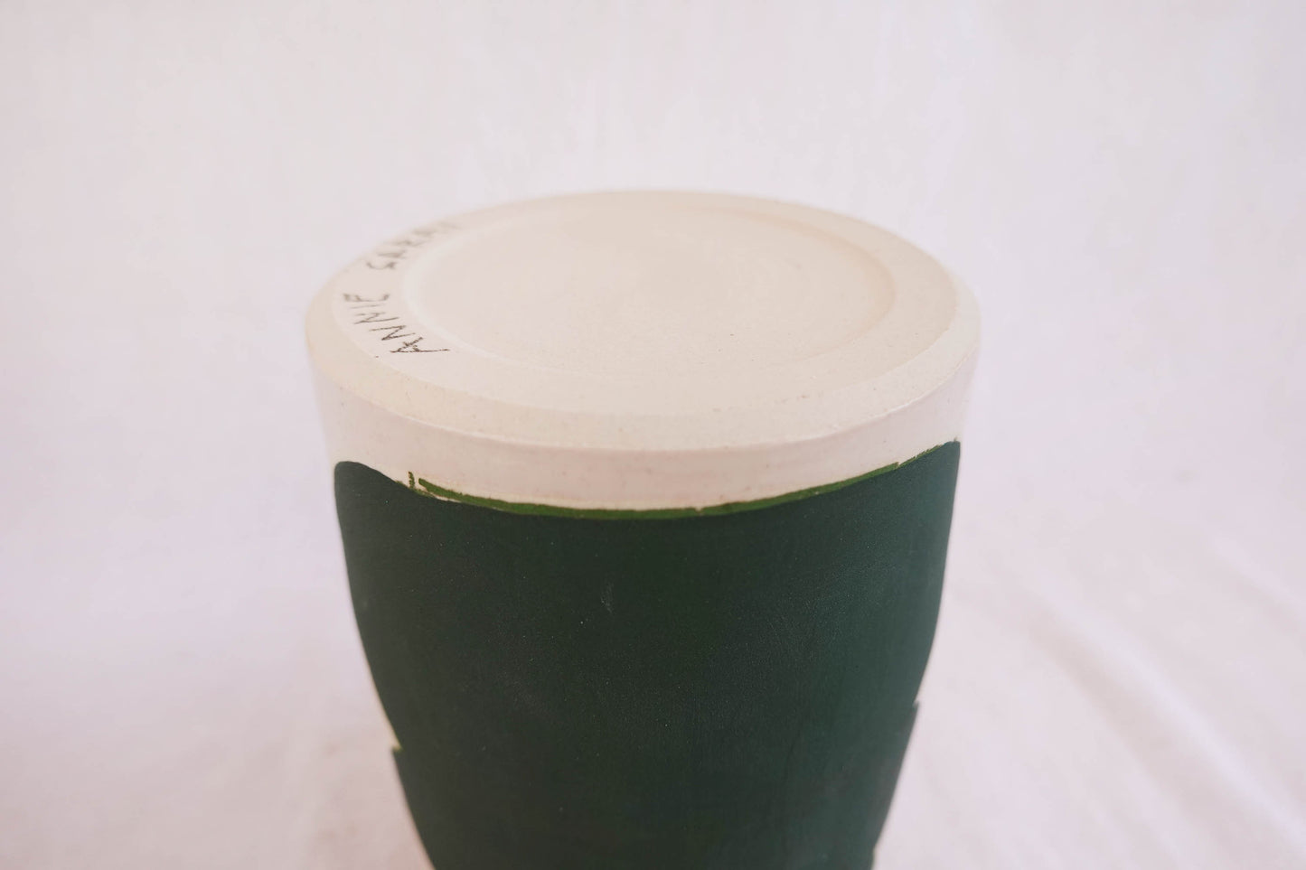 Blush and Deep Green Sketched Vase