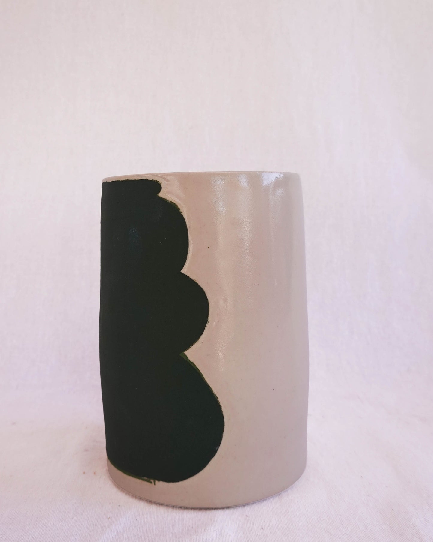 Blush and Deep Green Sketched Vase