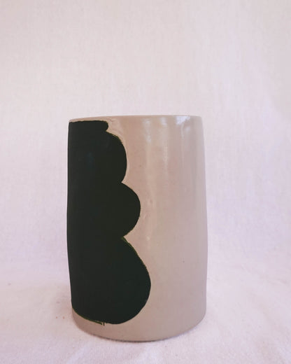 Blush and Deep Green Sketched Vase