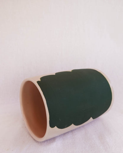 Blush and Deep Green Sketched Vase