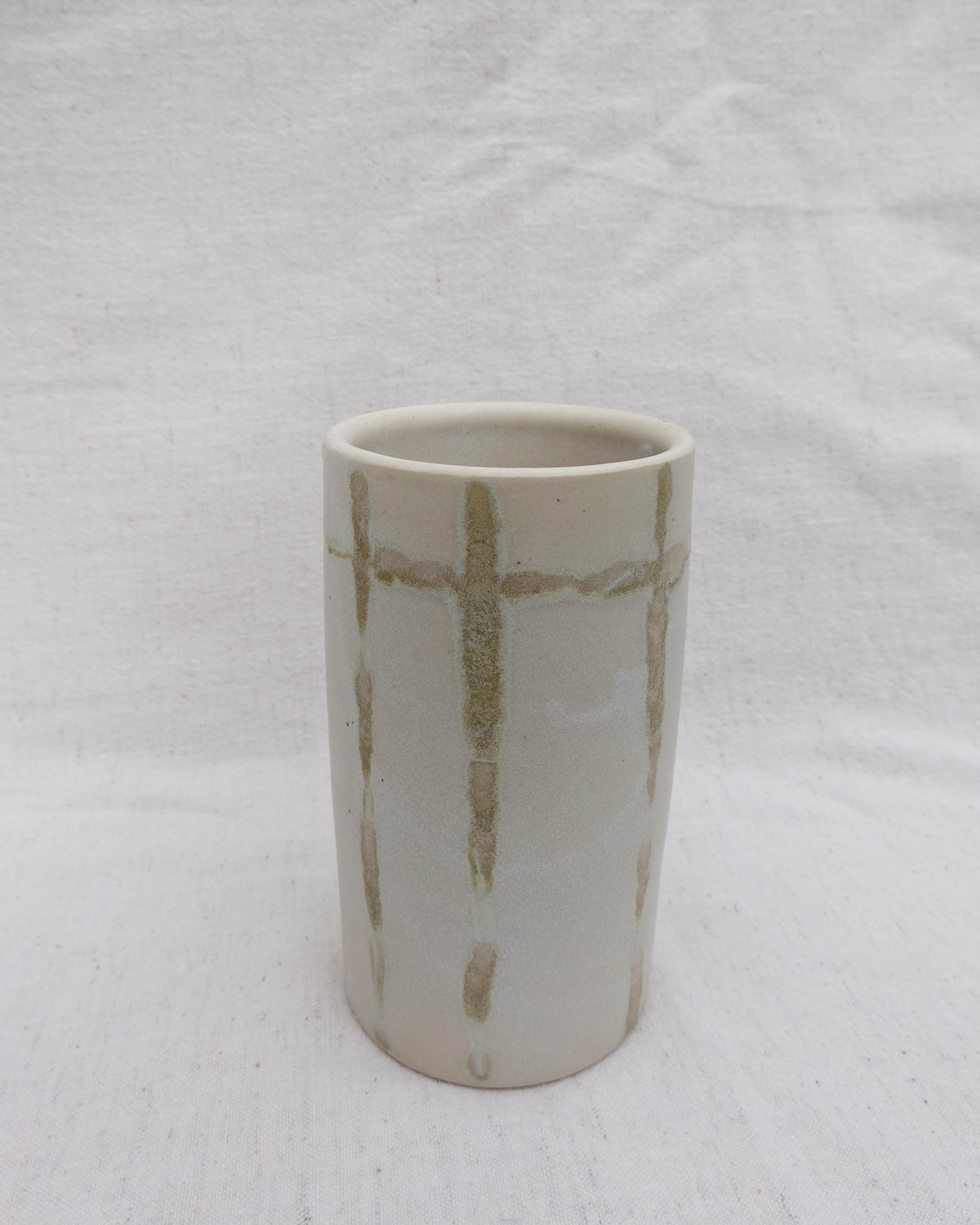 Ivory and Green Cylinder Vase