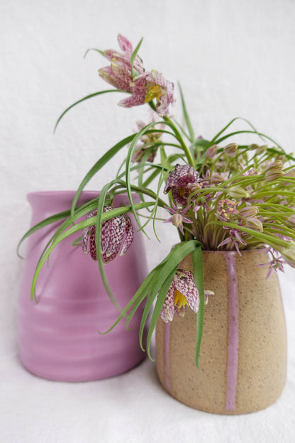 Lilac Striped Jar/ Bud Vase