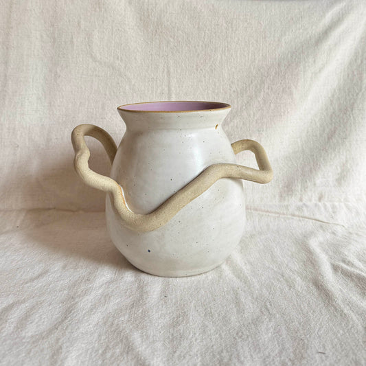 Wraparound Handle Vase with Purple Interior
