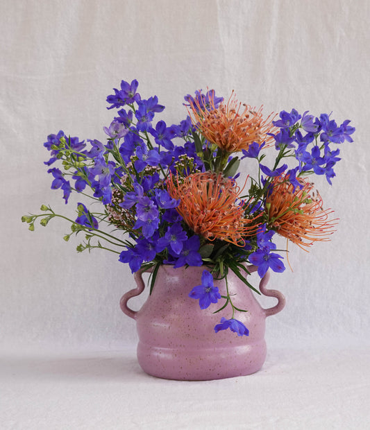 Looped Handles Lilac Vase