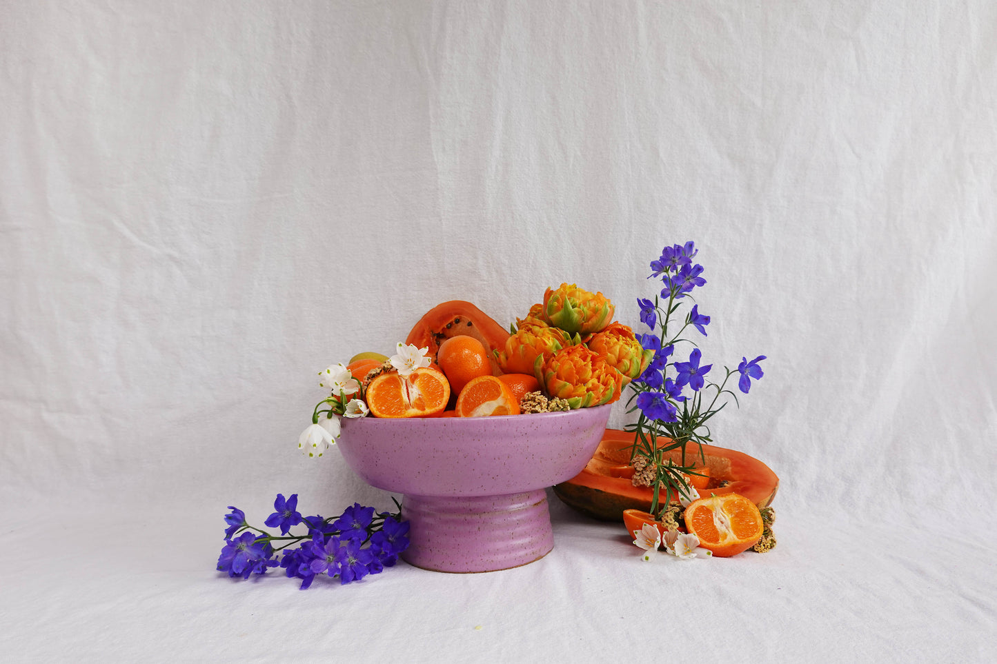 Lilac Pedestal Serving Bowl Dish or Fruit Bowl