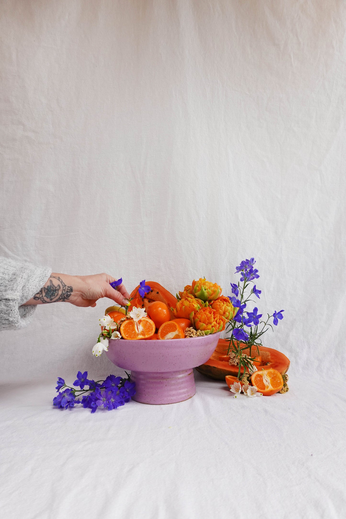 Lilac Pedestal Serving Bowl Dish or Fruit Bowl
