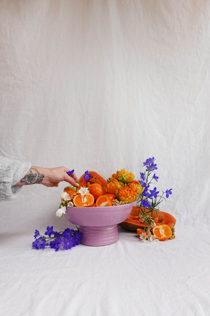Lilac Pedestal Serving Bowl Dish or Fruit Bowl