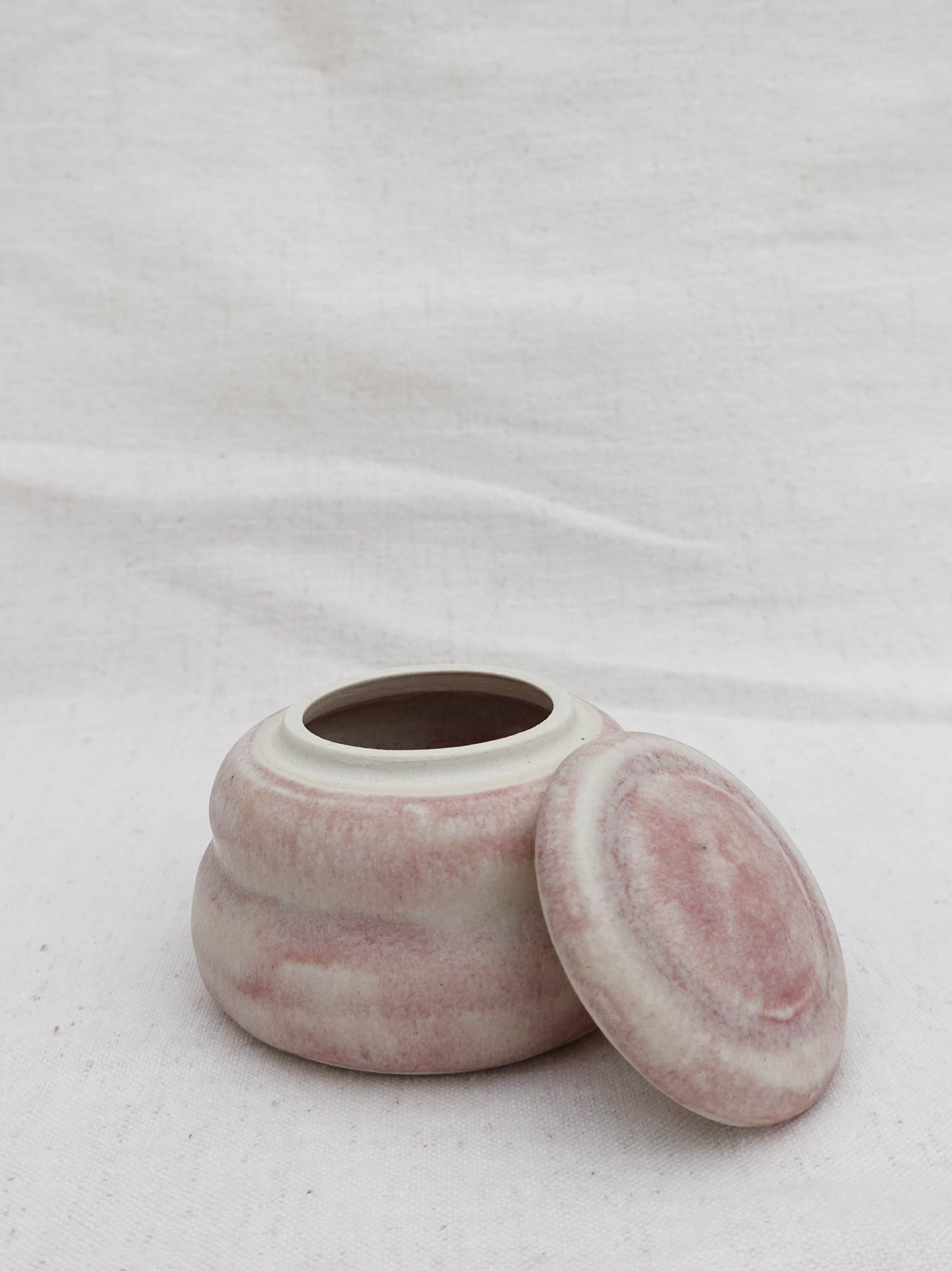 Pink and Cream Lidded Jar