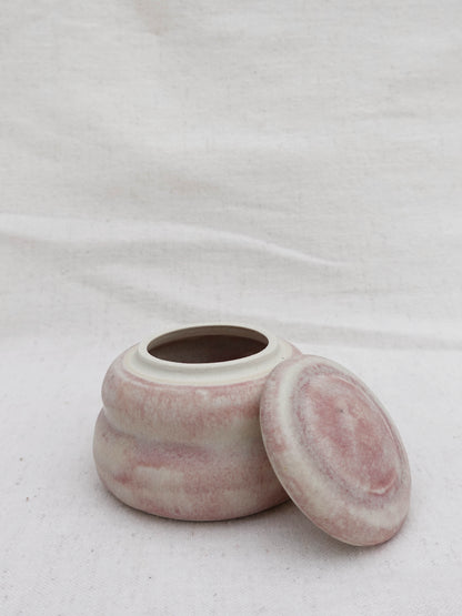 Pink and Cream Lidded Jar