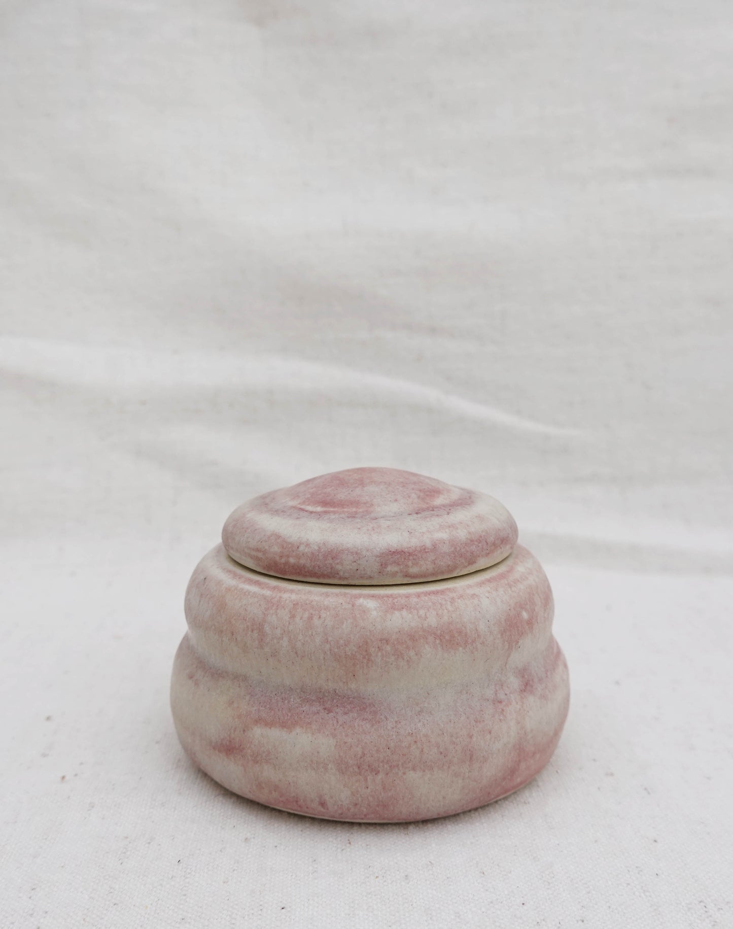 Pink and Cream Lidded Jar