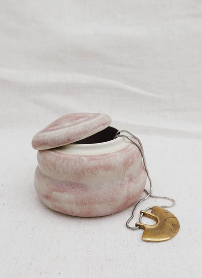 Pink and Cream Lidded Jar