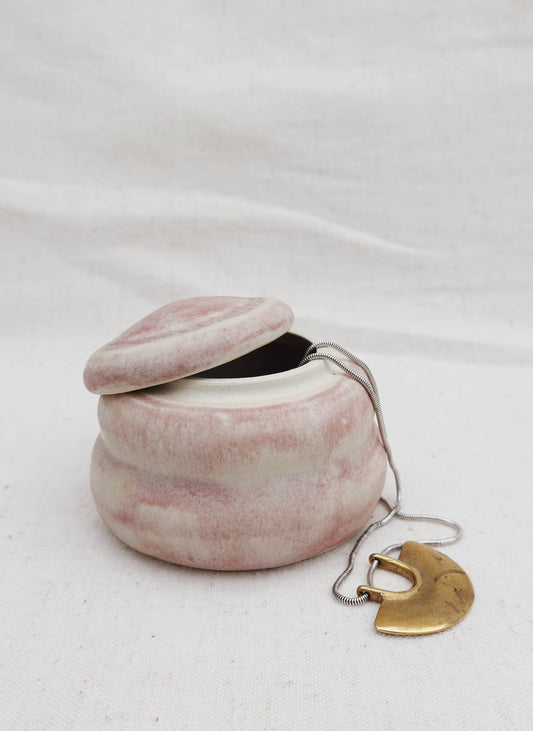Pink and Cream Lidded Jar