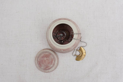 Pink and Cream Lidded Jar