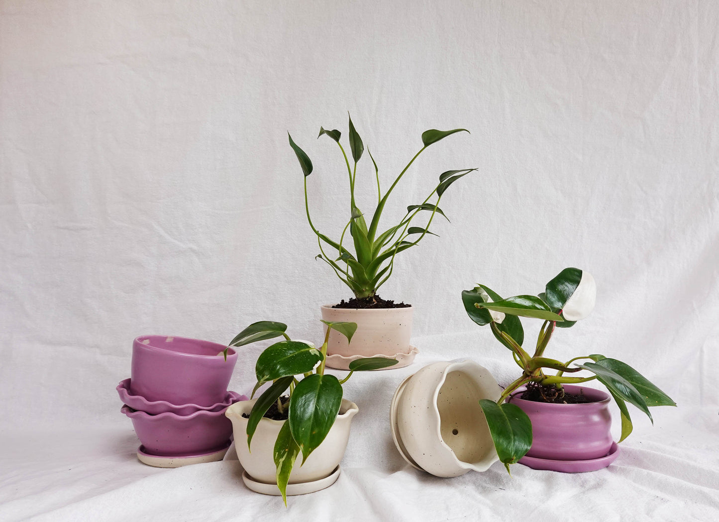 White planter w/attached Saucer (C)