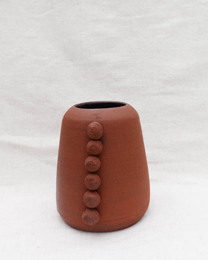 Red Clay Vase with Circles