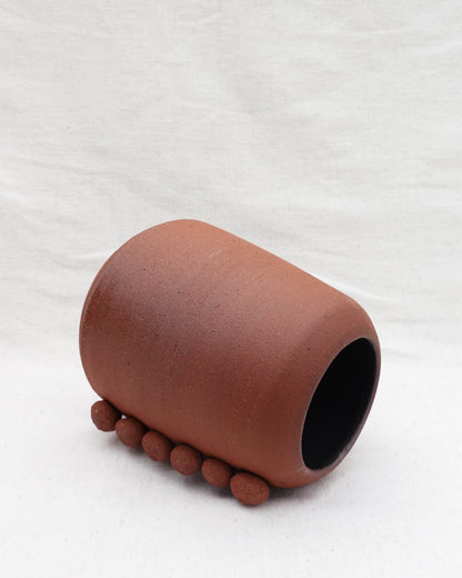 Red Clay Vase with Circles
