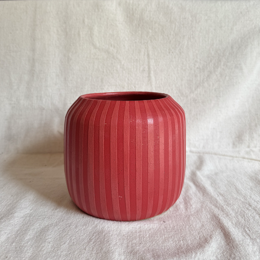 Tonal Red Stripes Vase / Utensil Crock