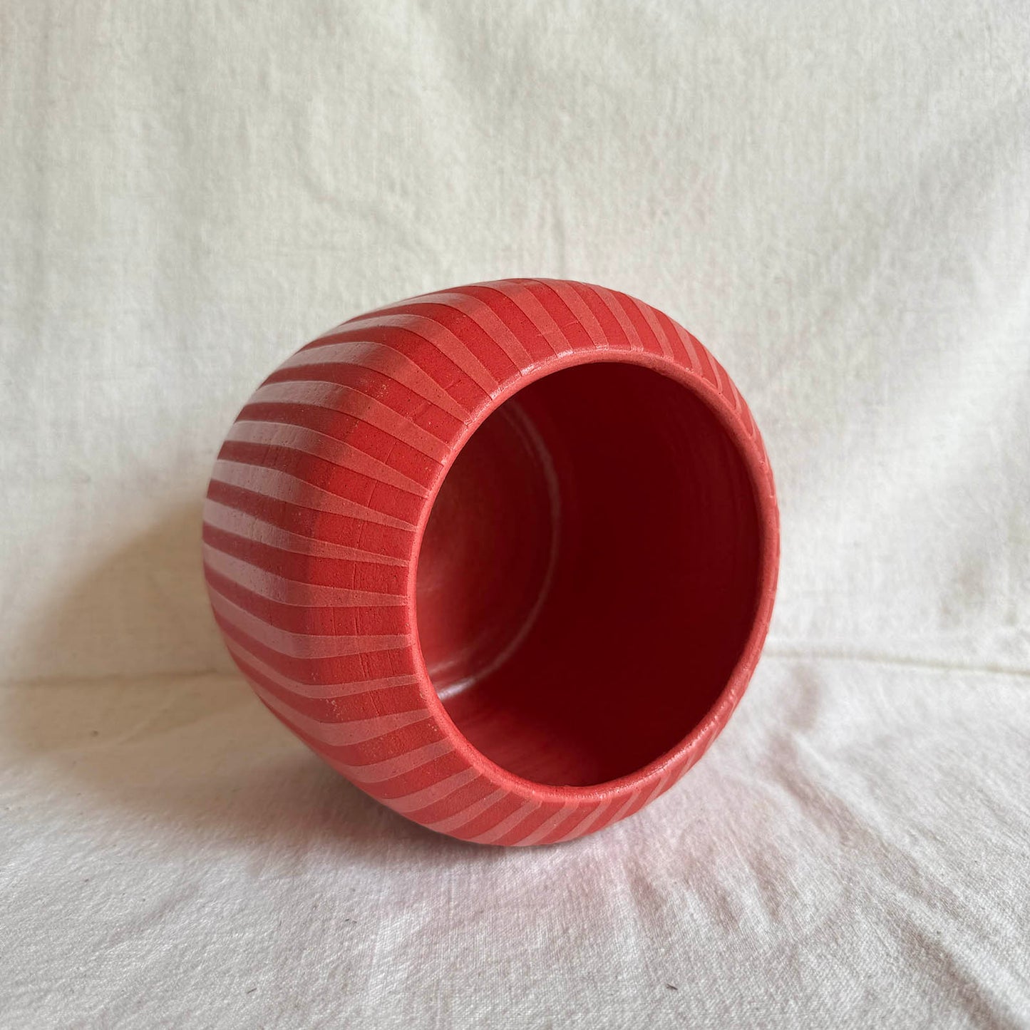Tonal Red Stripes Vase / Utensil Crock