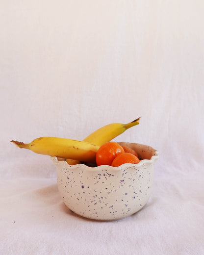 Ruffle Rim Speckled Serving Bowl