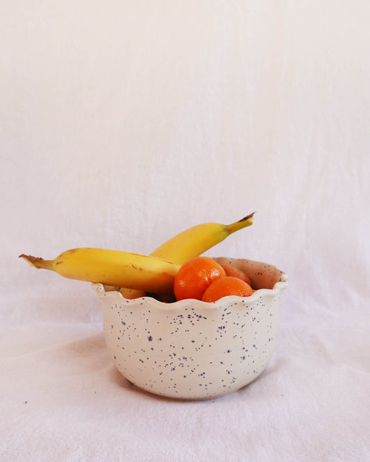 Ruffle Rim Speckled Serving Bowl