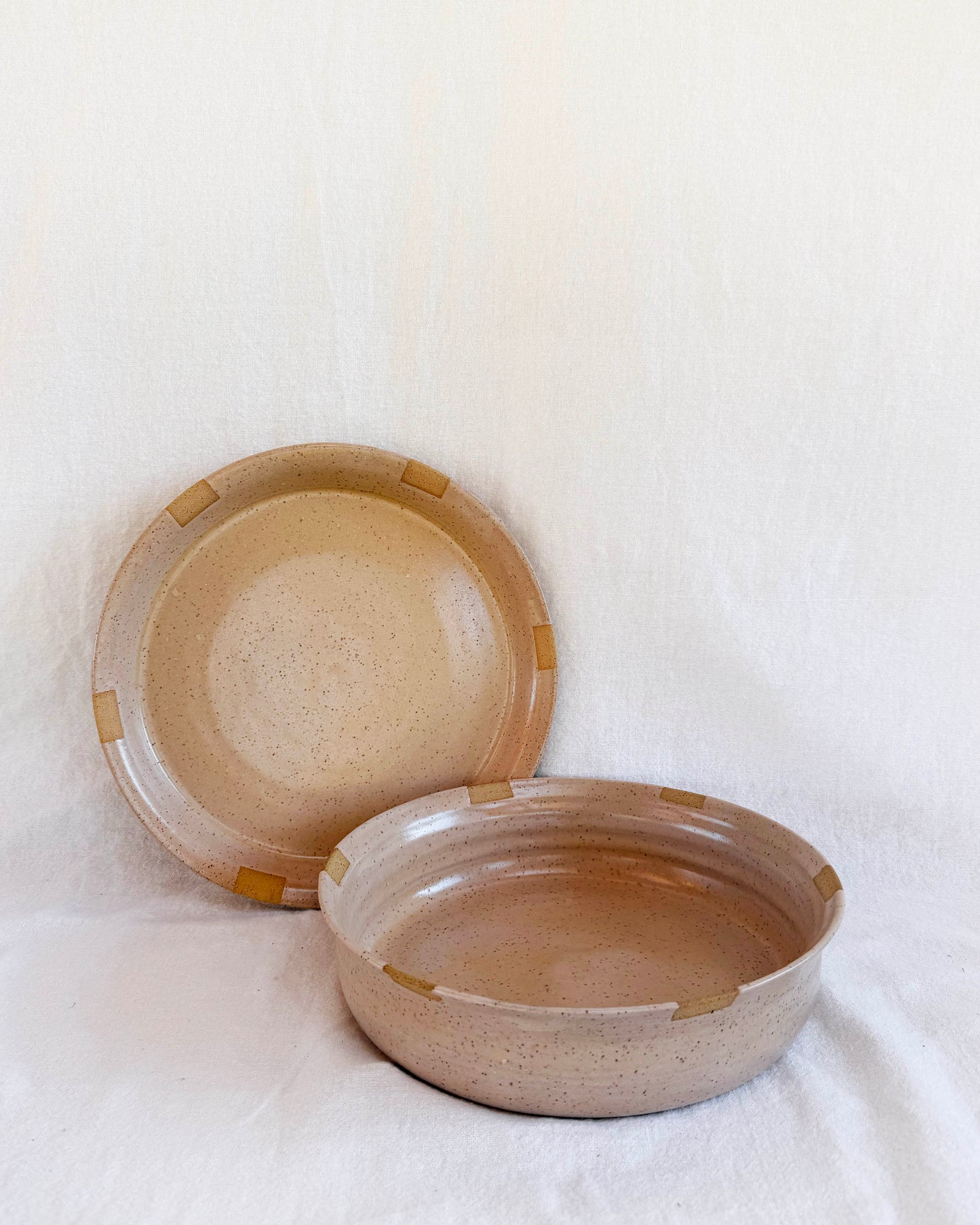 Apricot Serving Platter with Decorative Squares