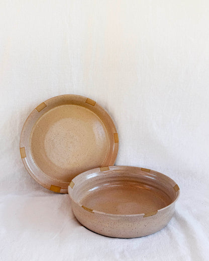 Apricot Serving Platter with Decorative Squares