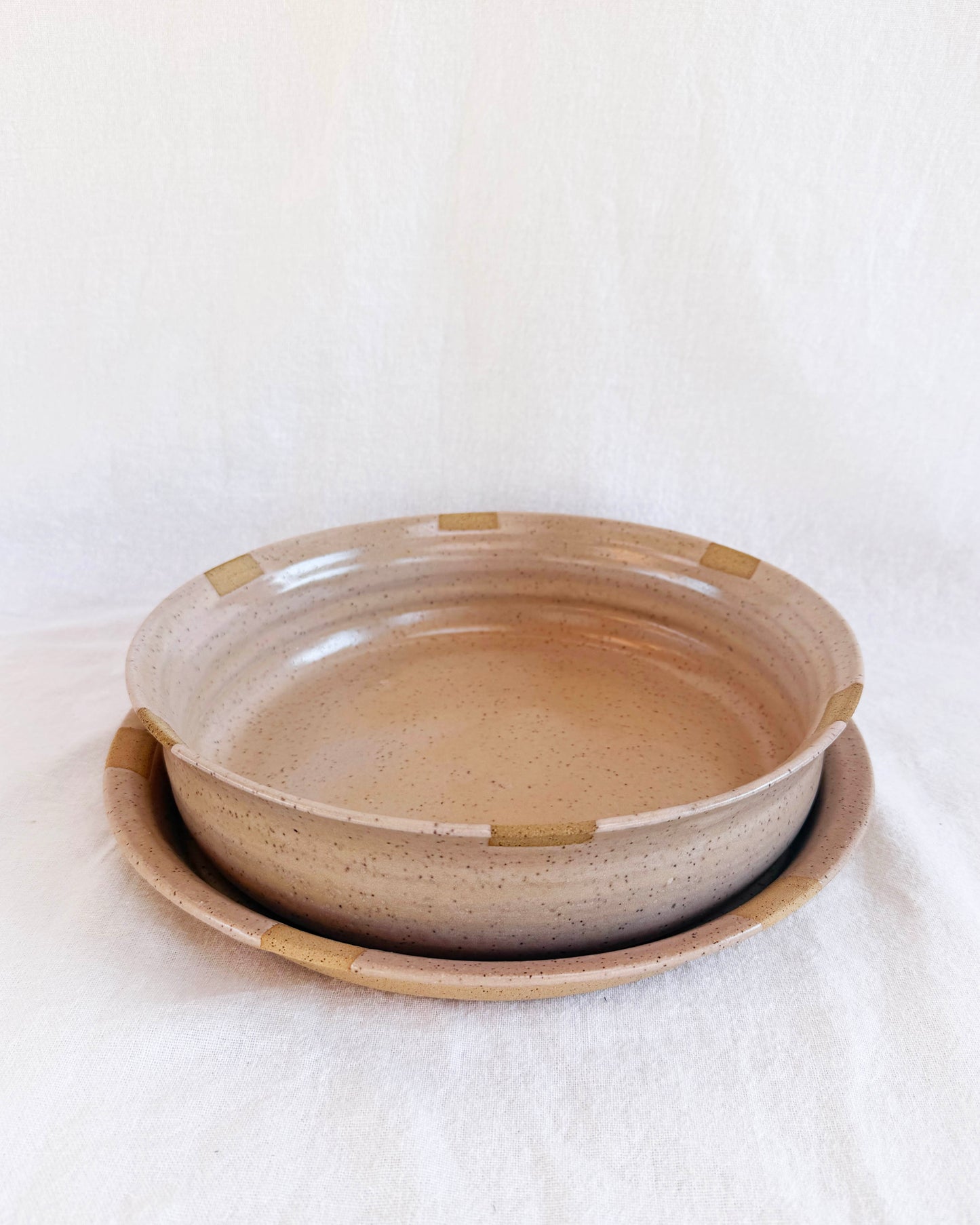 Apricot Serving Platter with Decorative Squares