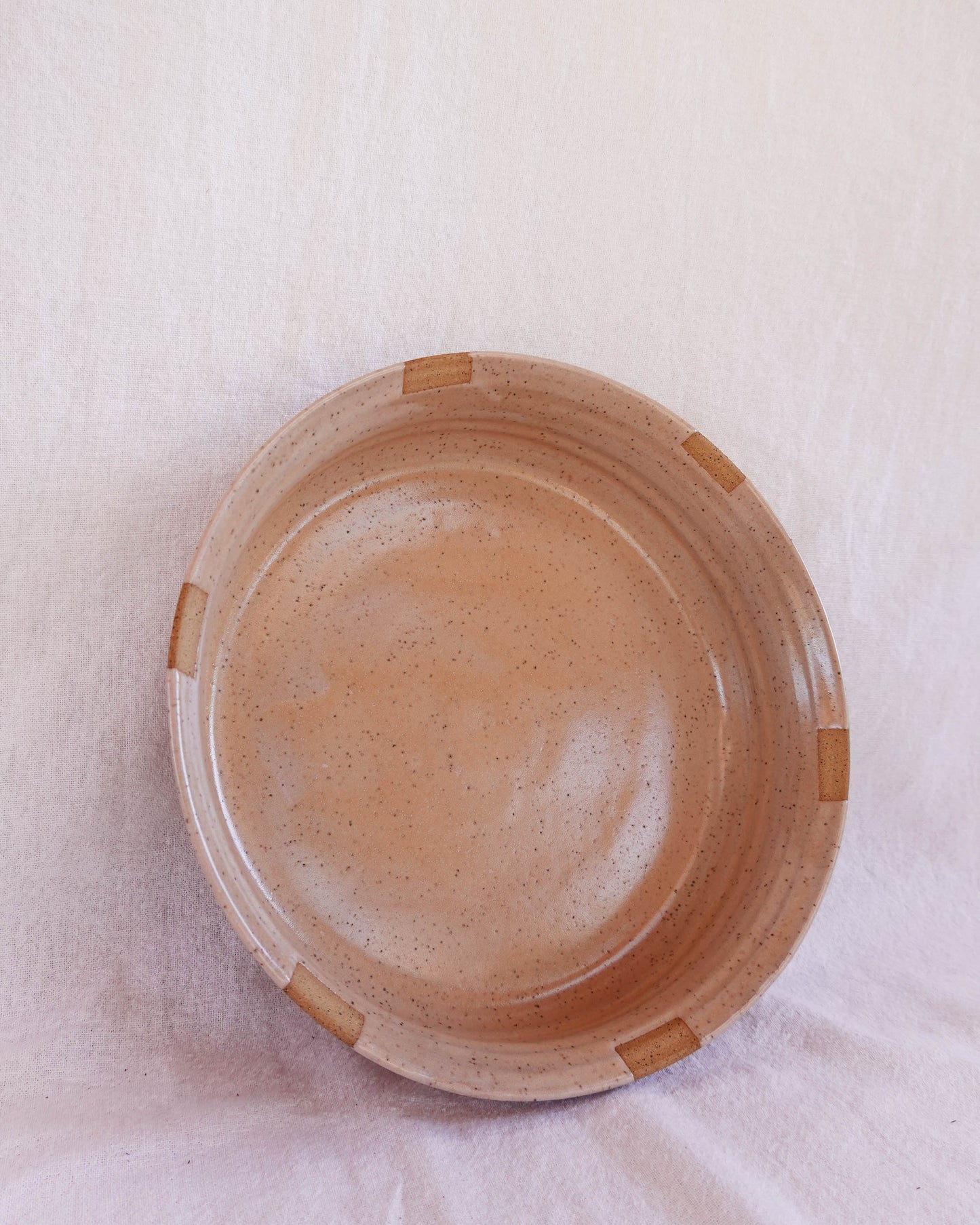 Apricot Serving Bowl with Decorative Squares