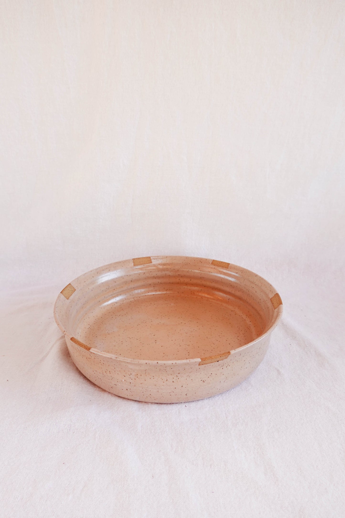 Apricot Serving Bowl with Decorative Squares
