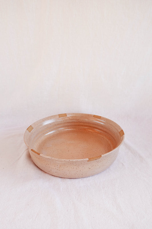 Apricot Serving Bowl with Decorative Squares