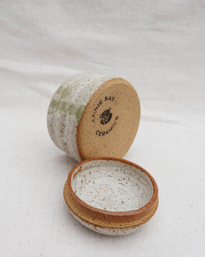 Lidded Jar, Cream and Green