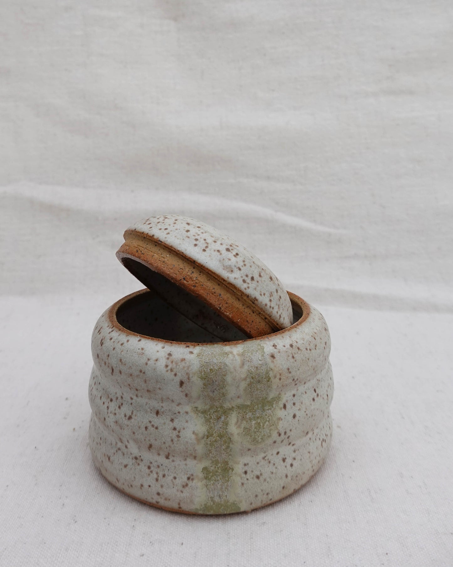 Lidded Jar, Cream and Green