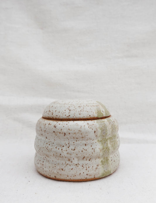 Lidded Jar, Cream and Green