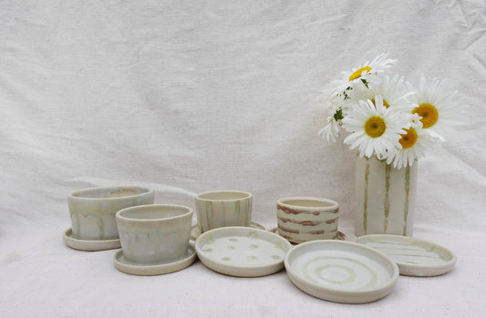 Ivory and Green Cylinder Vase