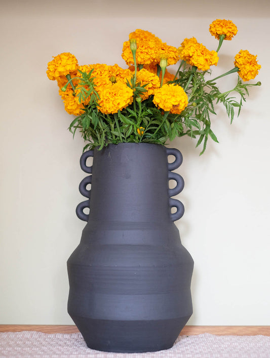 Tall Black Angular Vase