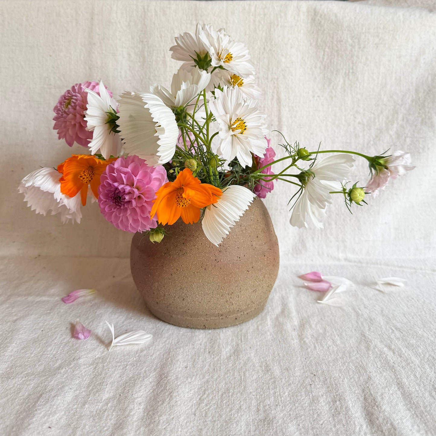 heat-kissed speckled round vase