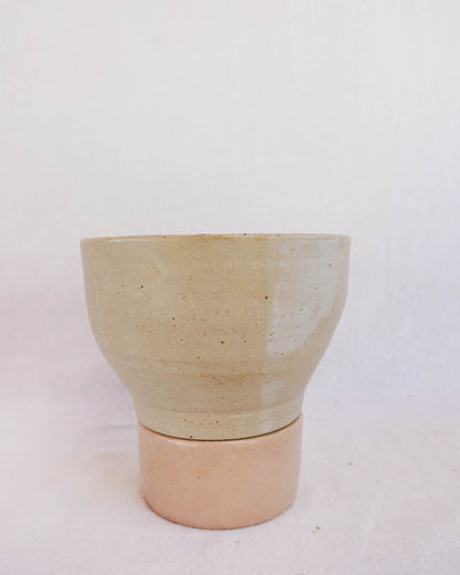 Two-Tone pedestal planter with drainage stand