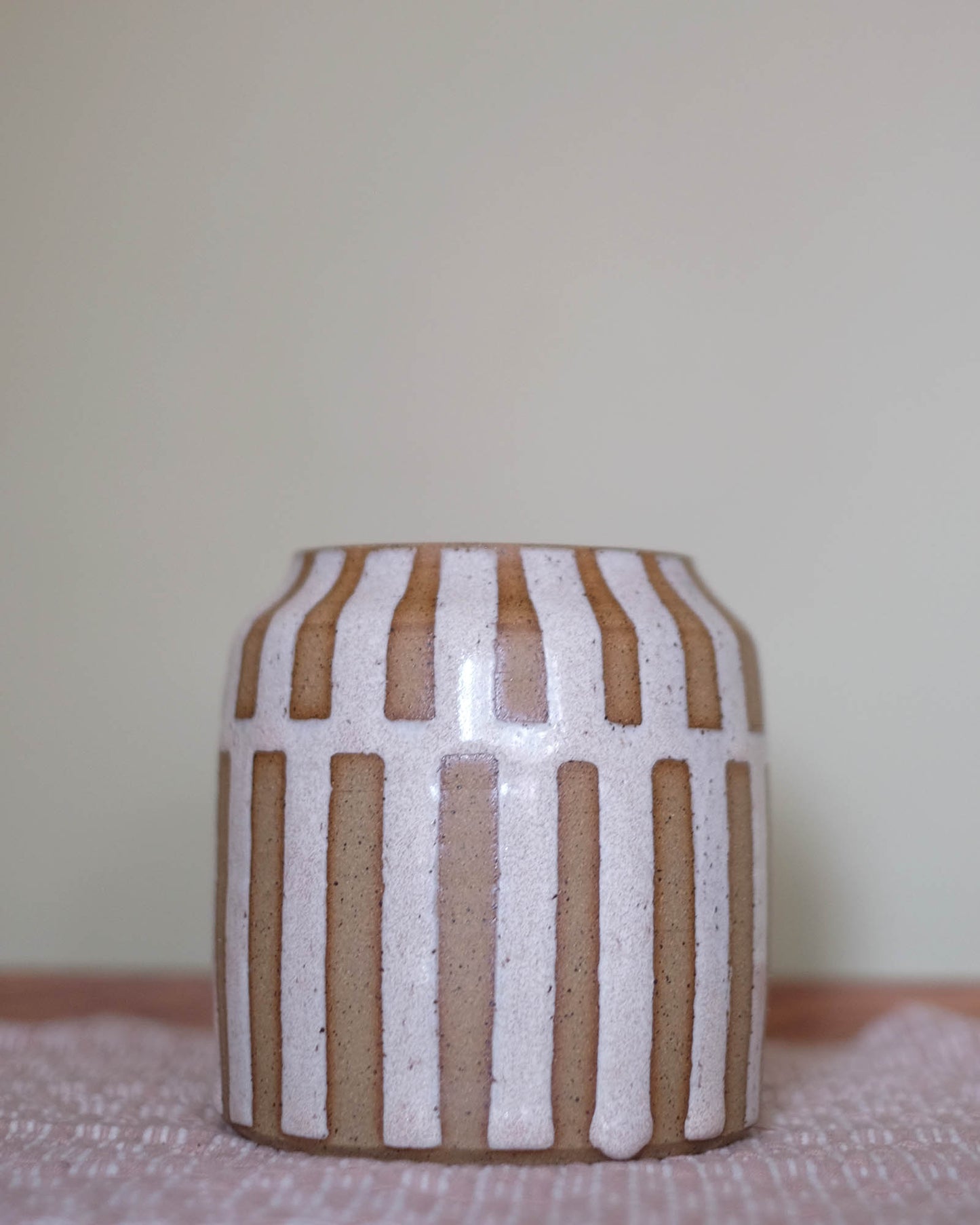 Cream Striped Vase